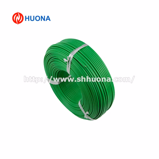 Fio de extensão de termopar tipo K isolado com PTFE 26AWG com código de cores branco e verde