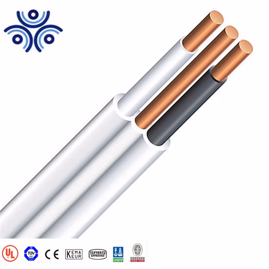 8/2 8/3 Nm-B Cabo 600 V Condutores de cobre Isolamento de PVC Revestimento de nylon Revestimento de PVC com código de cores Fio de construção